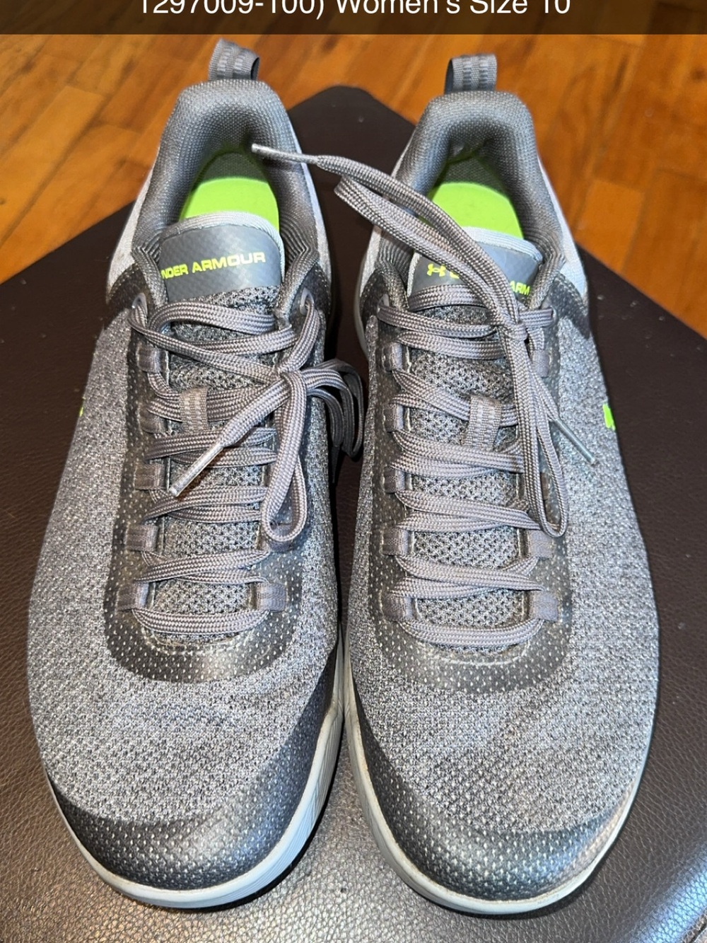 Under Armour Men’s Gray Knit Athletic Shoes with Neon Green Accents